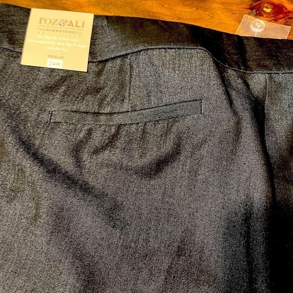 NWT Roz and Ali dark blue size 24 dress pants.  Blue denim look color - Picture 2 of 12